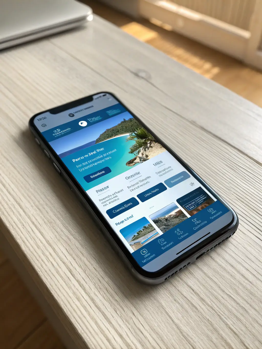 A modern website design showcasing a hotel booking interface with multiple language options, emphasizing the importance of multilingual support for international tourists.